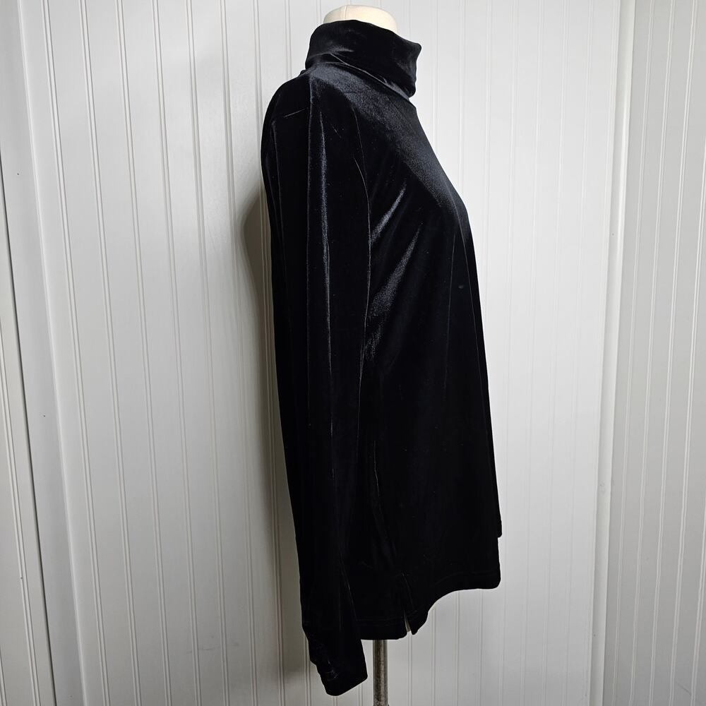 Sno Skins Women's Black Plush Velvet Turtleneck Sweater Size XL Pullover Cozy - Picture 2 of 10